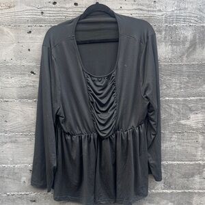 Black Long Sleeve Ruched Top
